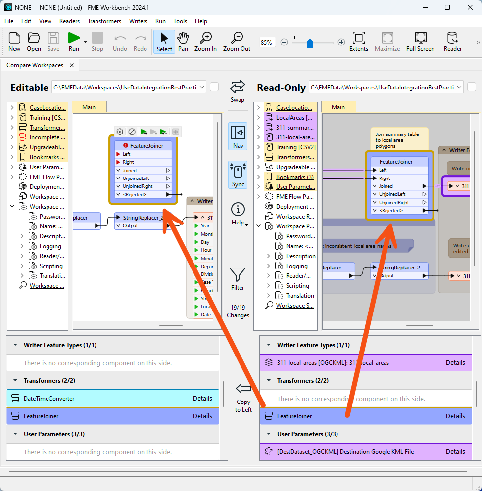 Finding a differences on both canvases