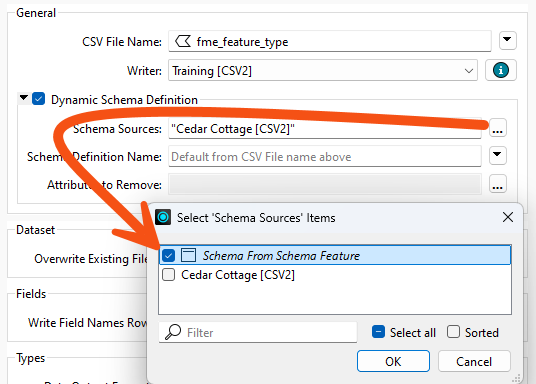 Changing schema source to schema feature