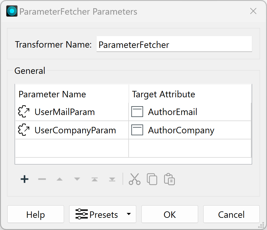 ParameterFetcher transformer parameters