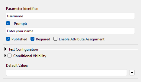 Adding a Text user parameter for Username