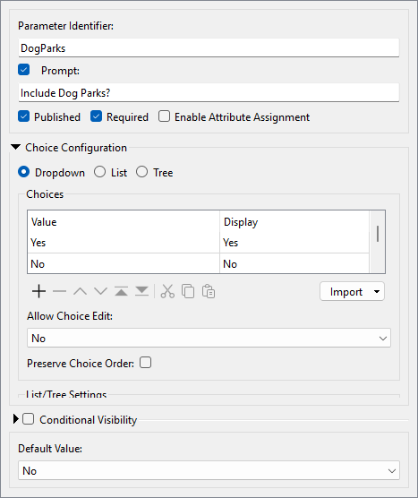 Configuring Choice parameter