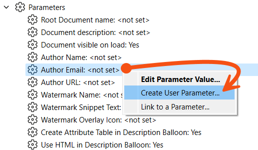 Creating a user parameter directly from an FME parameter