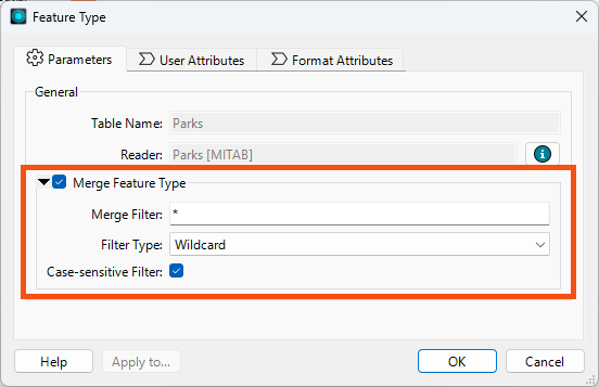 Setting a Merge Feature Type on a reader feature type