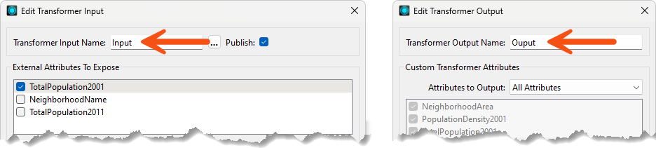 Changing transformer port names