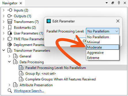 Setting Parallel Processing parameter in the Navigator