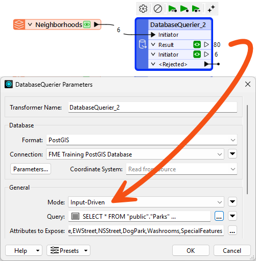 DatabaseQuerier's Input Driven mode