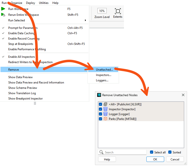 Removing unattached feature types