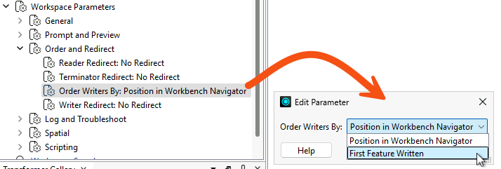 Changing workspace parameter Order Writers By