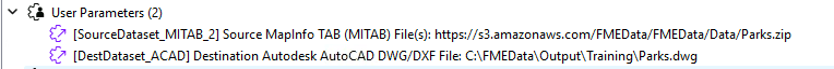 Starting user parameters