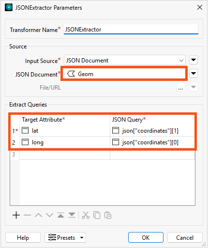 JSONExtractor parameters