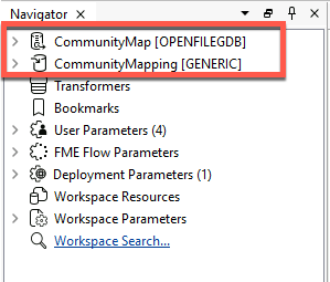 Reader and writer formats in the Navigator
