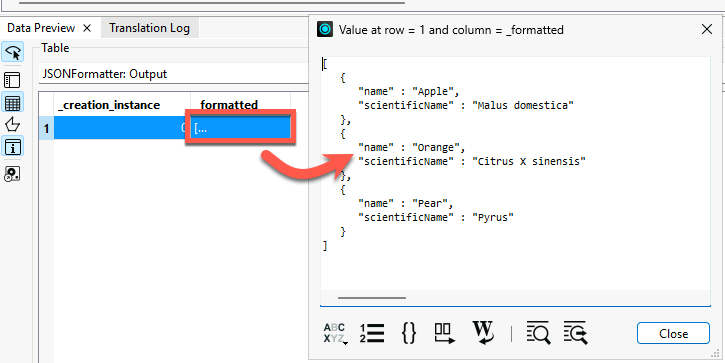 Viewing formatted JSON in attribute