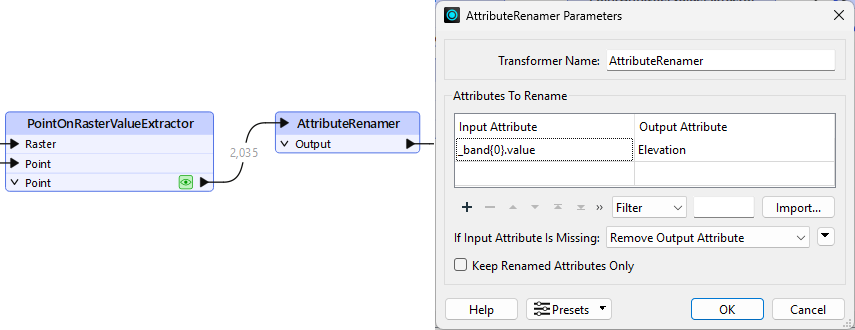 Setting AttributeRenamer parameters