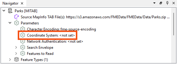 Finding an unset coordinate system on a reader in the Navigator