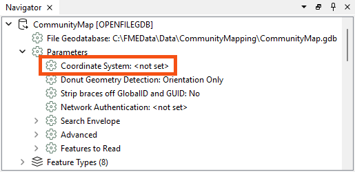 Viewing unset coordinate system in the Navigator