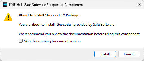 Package install prompt