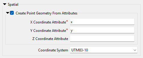 Create Point Geometry from Attributes in CSV reader parameters dialog