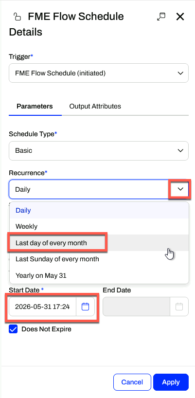Last day of every month