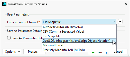 Selecting an output format