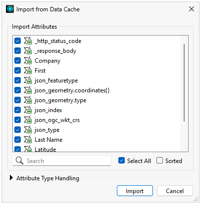Import from Data Cache