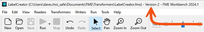 Checking the version in the Workbench window title