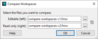 Compare Workspaces dialog filled out