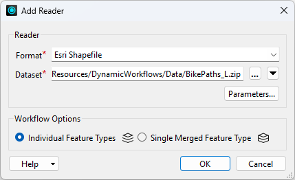 Shapefile Reader parameters - original dataset