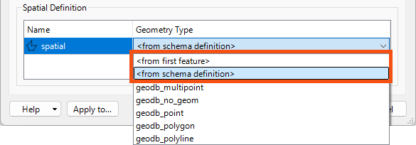 Defining Geometry From Schema Definition