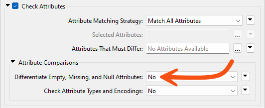 Matcher empty, missing, and null options