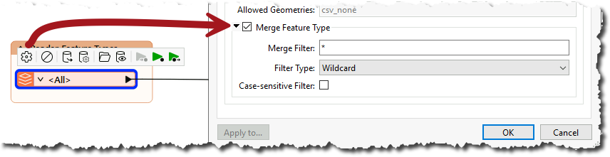 Addressing the dropped features issue by using Merge Feature Type